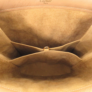 新品同様 カルティエ トリニティ ボックスカーフ ベージュ ハンドバッグ 0287【中古】CARTIER