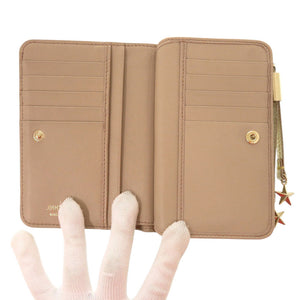 ジミーチュウ スタースタッズ レザー ラインストーン スタッズ ゴールド 二つ折り財布 0292【中古】JIMMY CHOO
