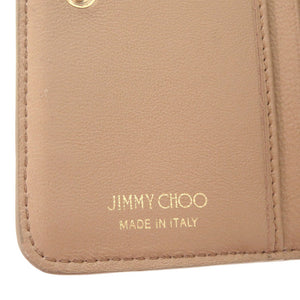 ジミーチュウ スタースタッズ レザー ラインストーン スタッズ ゴールド 二つ折り財布 0292【中古】JIMMY CHOO