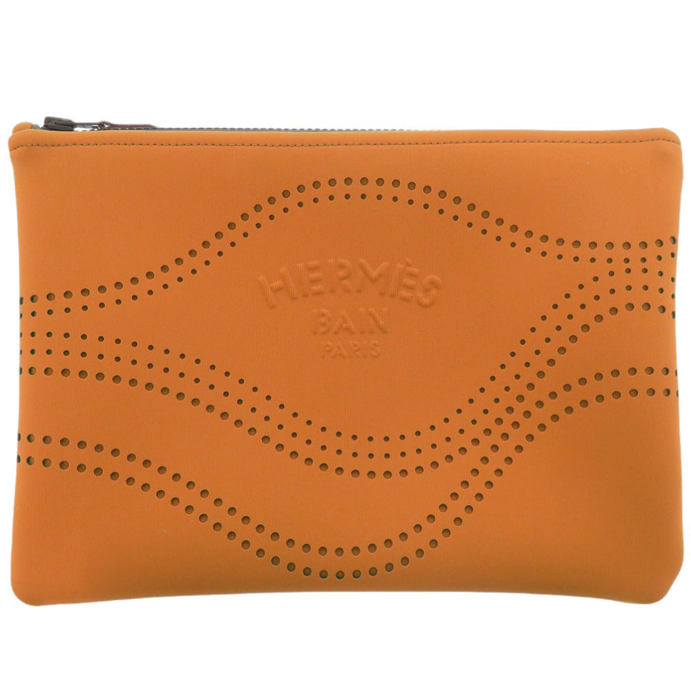 新品同様 エルメス ネオバン MM ポリアミド/ポリウレタン/コットン オレンジ ポーチ 0315【中古】HERMES