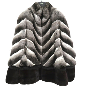 新品同様 フェンディ ポンチョ チン チラ グレー 毛皮 ファー 0322【中古】FENDI