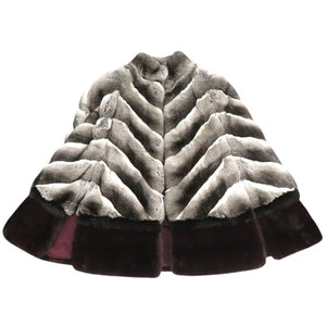 新品同様 フェンディ ポンチョ チン チラ グレー 毛皮 ファー 0322【中古】FENDI