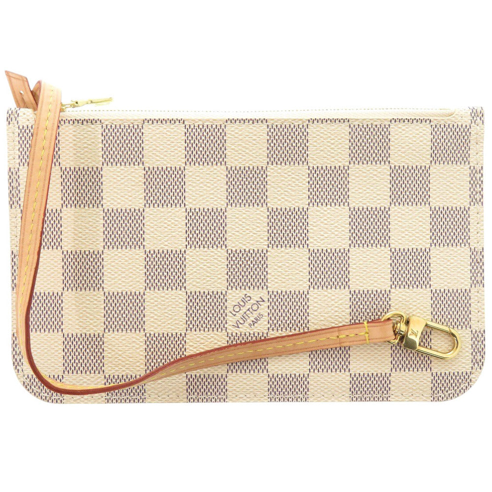 新品同様 ルイ ヴィトン ネヴァーフルポーチ PM用 ダミエアズールキャンバス ホワイト ポーチ バッグ 白 LV 0328【中古】LOUIS VUITTON