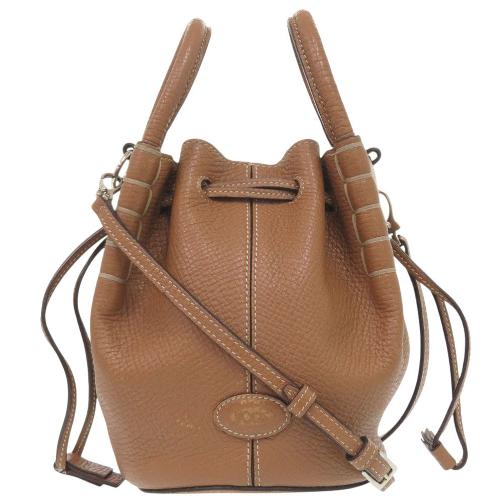 トッズ 2WAY XAWA0Z60301QDSS410 レザー ブラウン ハンドバッグ ショルダーバッグ 茶 0333【中古】TOD’S