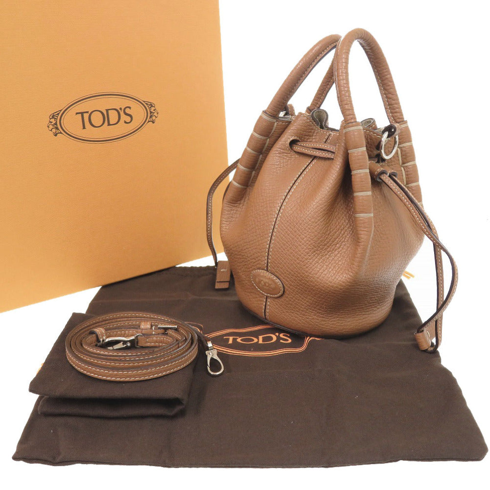 トッズ 2WAY XAWA0Z60301QDSS410 レザー ブラウン ハンドバッグ ショルダーバッグ 茶 0333【中古】TOD’S