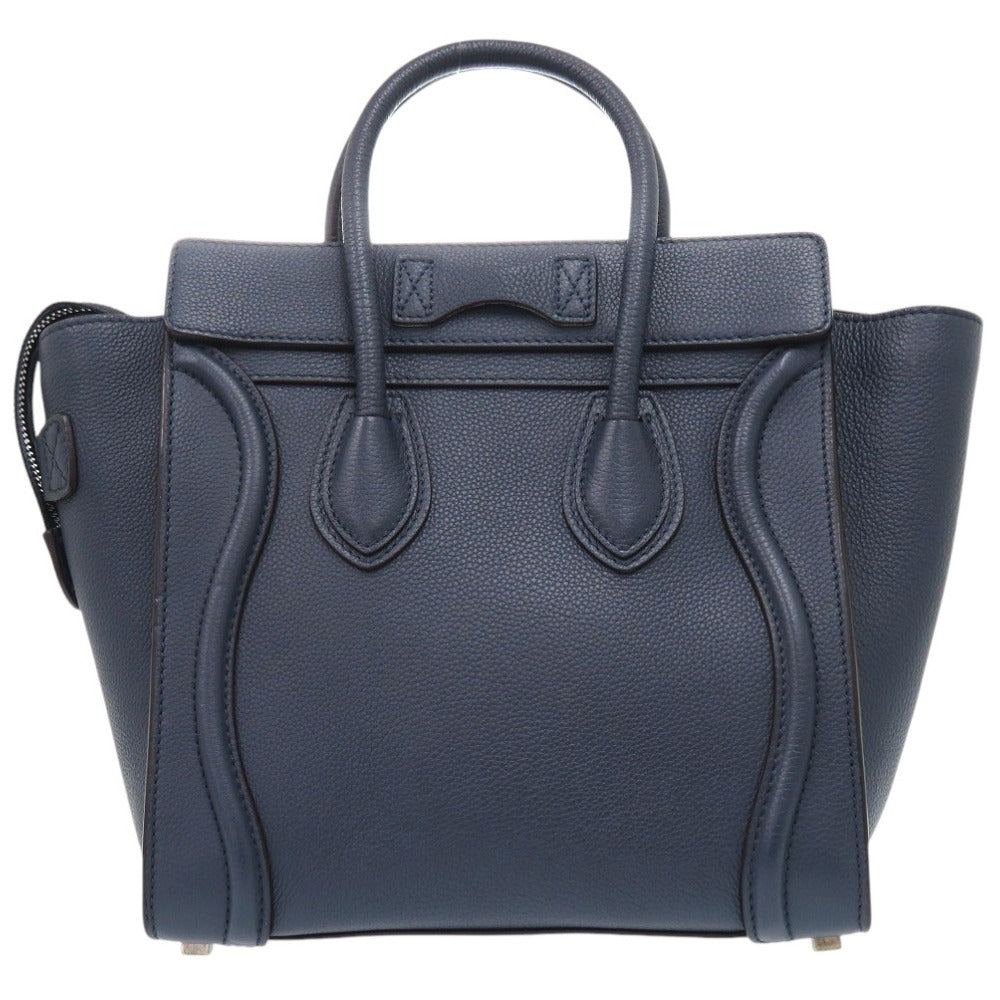 美品 セリーヌ ラゲージ マイクロ ショッパー ハンドバッグ レザー ネイビー 0360【中古】CELINE レディース
