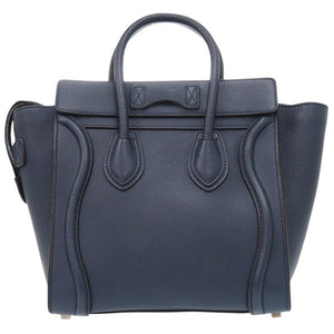 美品 セリーヌ ラゲージ マイクロ ショッパー ハンドバッグ レザー ネイビー 0360【中古】CELINE レディース