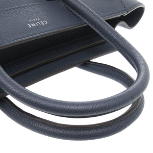 美品 セリーヌ ラゲージ マイクロ ショッパー ハンドバッグ レザー ネイビー 0360【中古】CELINE レディース