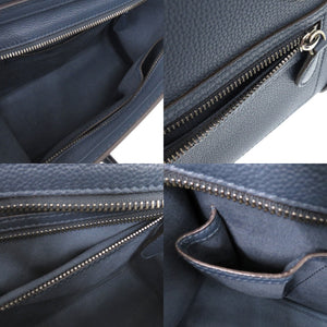 美品 セリーヌ ラゲージ マイクロ ショッパー ハンドバッグ レザー ネイビー 0360【中古】CELINE レディース
