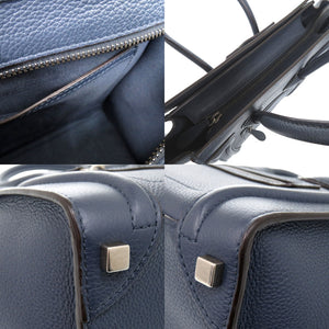美品 セリーヌ ラゲージ マイクロ ショッパー ハンドバッグ レザー ネイビー 0360【中古】CELINE レディース