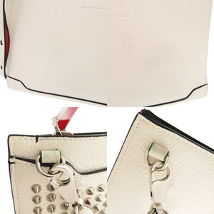 美品 クリスチャンルブタン スカイポーチ スパイクスタッズ レザー ホワイト 2WAY クラッチバッグ ショルダーバッグ 0362【中古】Christian Louboutin