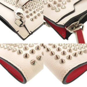 美品 クリスチャンルブタン スカイポーチ スパイクスタッズ レザー ホワイト 2WAY クラッチバッグ ショルダーバッグ 0362【中古】Christian Louboutin