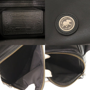 美品 ハンティングワールド バチューレザー レザー ブラック ショルダーバッグ 黒 0367【中古】HUNTING WORLD メンズ