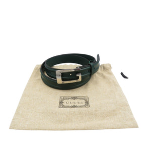 未使用 グッチ Gバックル 709950 サイズ95 レザー グリーン ベルト 0368【中古】GUCCI