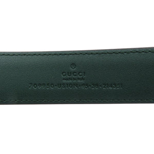 未使用 グッチ Gバックル 709950 サイズ95 レザー グリーン ベルト 0368【中古】GUCCI