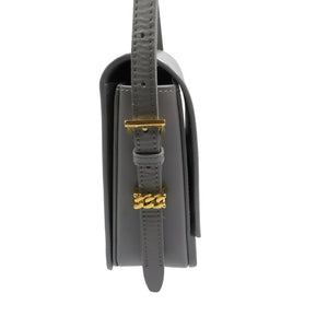 美品 バーバリー レザー シルバー金具 グレー ショルダーバッグ 0374 【中古】BURBERRY