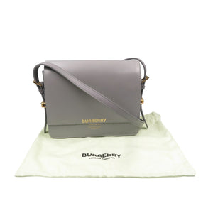 美品 バーバリー レザー シルバー金具 グレー ショルダーバッグ 0374 【中古】BURBERRY
