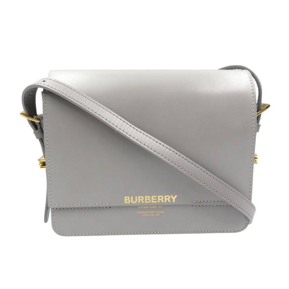 美品 バーバリー レザー シルバー金具 グレー ショルダーバッグ 0374 【中古】BURBERRY