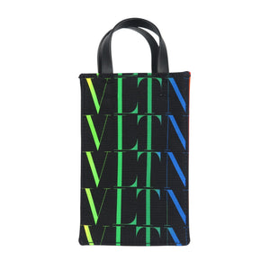 未使用 ヴァレンティノガラヴァーニ キャンバス シルバー金具 ブラック マルチカラー 2WAY ショルダーバッグ 0376【中古】VALENTINO GARAVANI