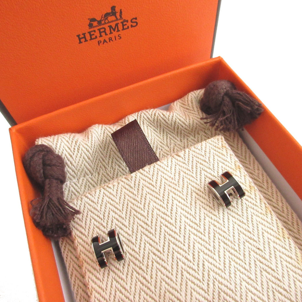 未使用 エルメス ポップアッシュ ミニ H GD0264(2024年製) メタル ブラック 黒 ピアス 0385【中古】HERMES