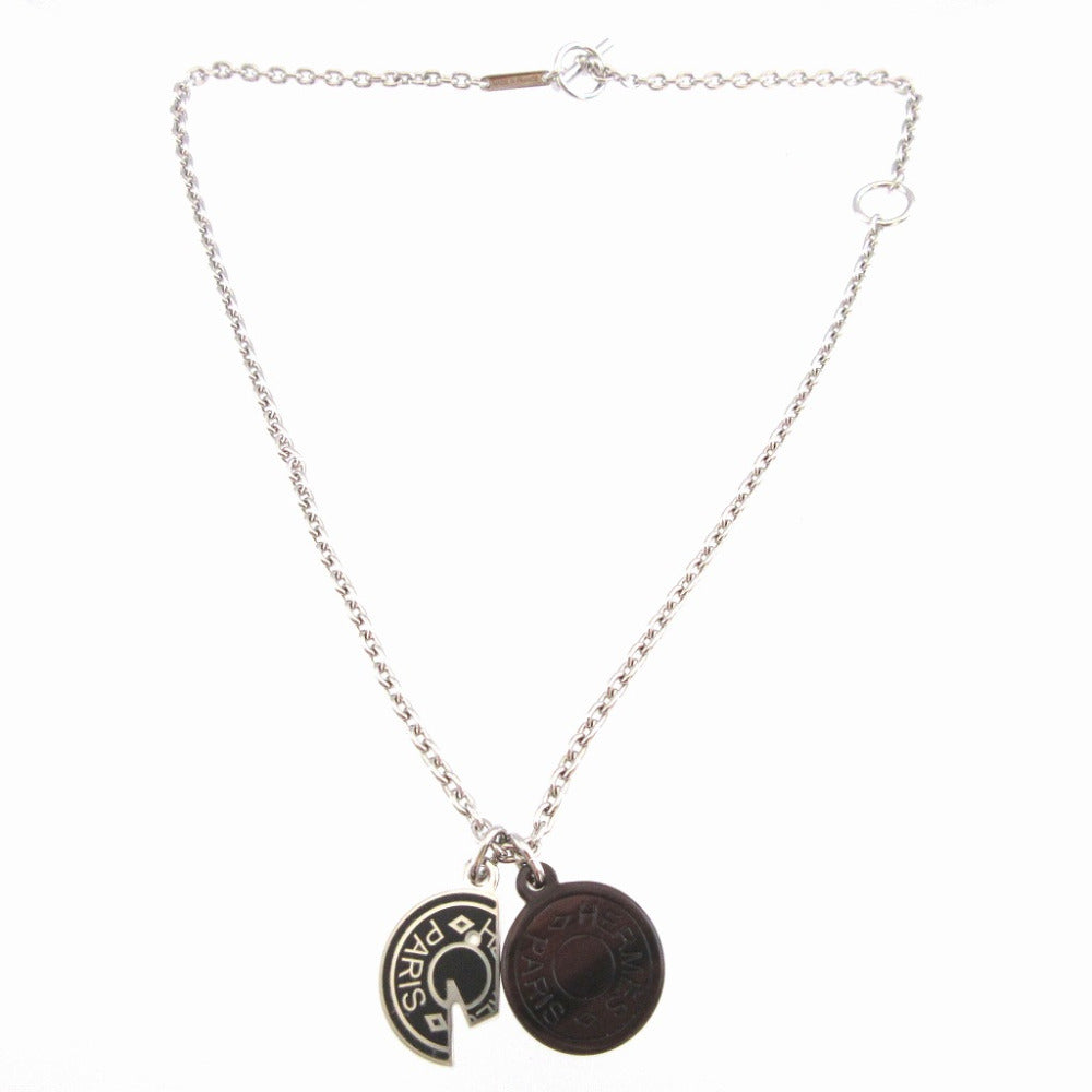 未使用 エルメス カルーゼル GD0253(2023年製) メタル バッファローホーン シルバー ブラウン 茶 ネックレス 0386【中古】HERMES