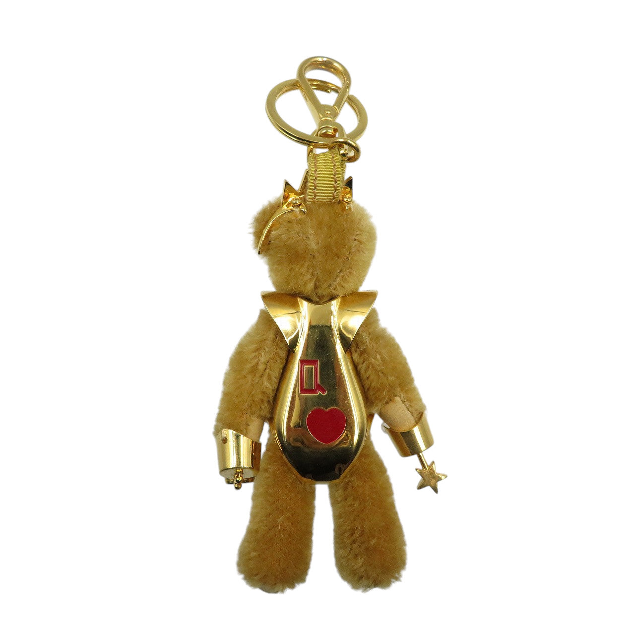 美品 プラダ LUCKY STAR Teddy くま アクリル ゴールド金具 ベージュ バッグチャーム 0319-2【中古】PRADA