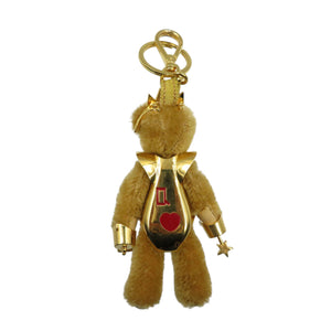 美品 プラダ LUCKY STAR Teddy くま アクリル ゴールド金具 ベージュ バッグチャーム 0319-2【中古】PRADA