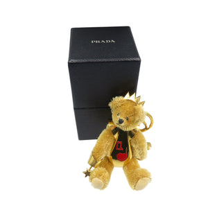 美品 プラダ LUCKY STAR Teddy くま アクリル ゴールド金具 ベージュ バッグチャーム 0319-2【中古】PRADA