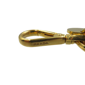 美品 プラダ LUCKY STAR Teddy くま アクリル ゴールド金具 ベージュ バッグチャーム 0319-2【中古】PRADA