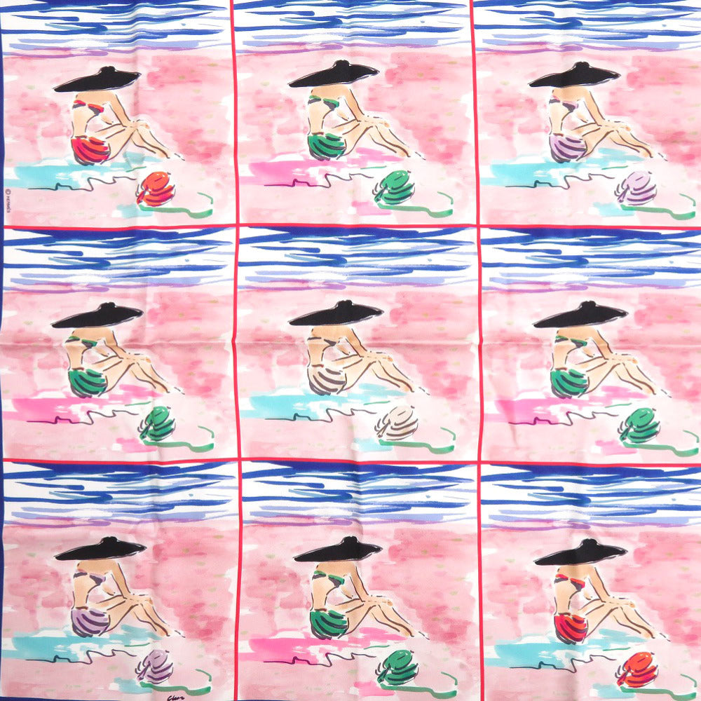 美品 エルメス カレ70 BAIN DE MER 海水浴 シルク マルチカラー スカーフ 0392【中古】HERMES