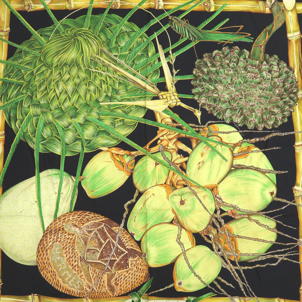 美品 エルメス Jardin Creole クレオルの楽園 シルク マルチカラー スカーフ 0393【中古】HERMES