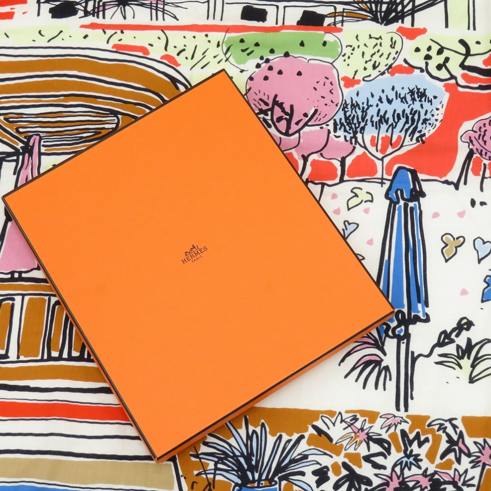 美品 エルメス カレジェアン レイユール デテ Rayures d'Ete カレ140 ショール カシミヤ シルク マルチカラー 0579【中古】HERMES