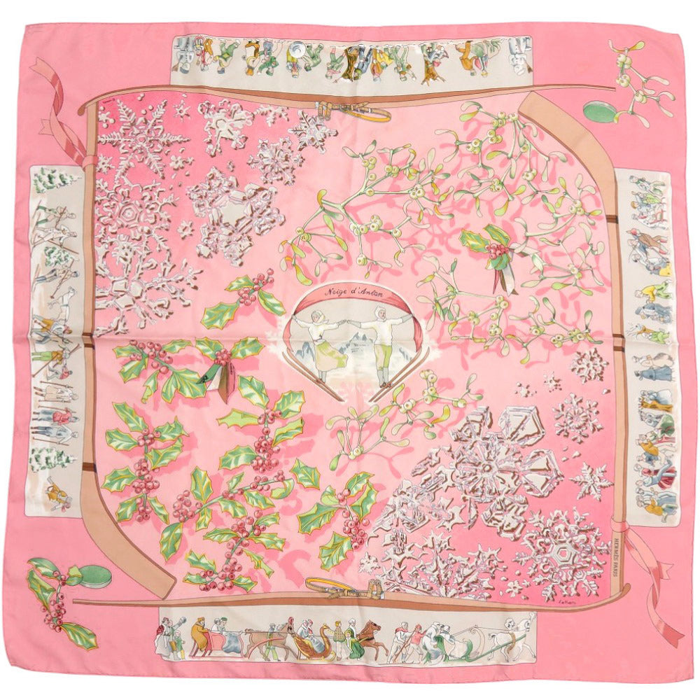 美品 エルメス カレ90 Neige d’ Antan 去年の雪 シルク マルチカラー スカーフ 0393【中古】HERMES