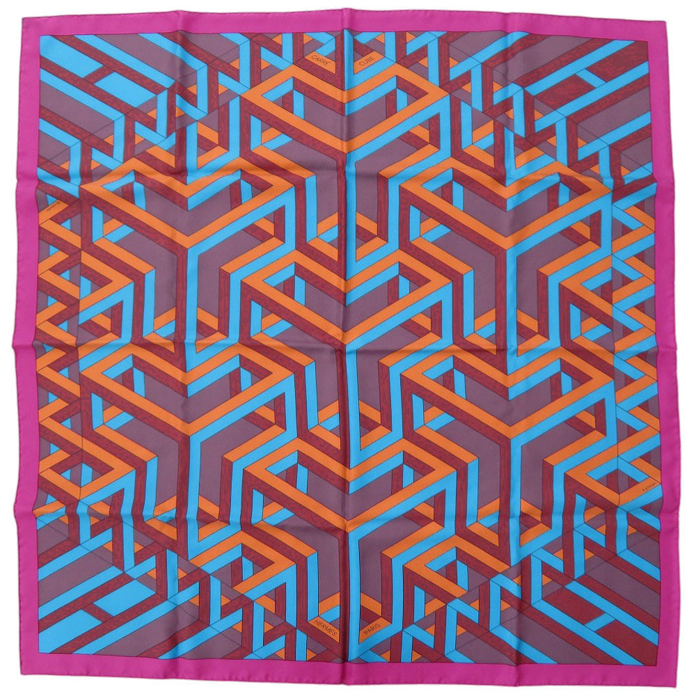 新品同様 エルメス カレ90 CARRE CUBE シルク マルチカラー スカーフ 0397【中古】HERMES