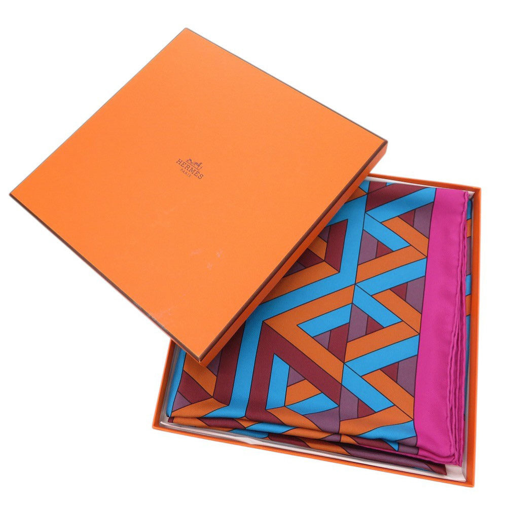 新品同様 エルメス カレ90 CARRE CUBE シルク マルチカラー スカーフ 0397【中古】HERMES