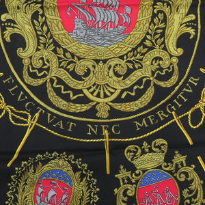 美品 エルメス カレ90 LES ARMES DE PARIS パリの紋章 シルク マルチカラー スカーフ 0397【中古】HERMES