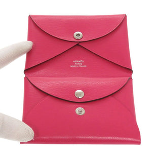 未使用 エルメス カルヴィデュオ シェーブルシャムキラ ローズエクストリーム B刻印(2023年製) カードケース ピンク 0399【中古】HERMES