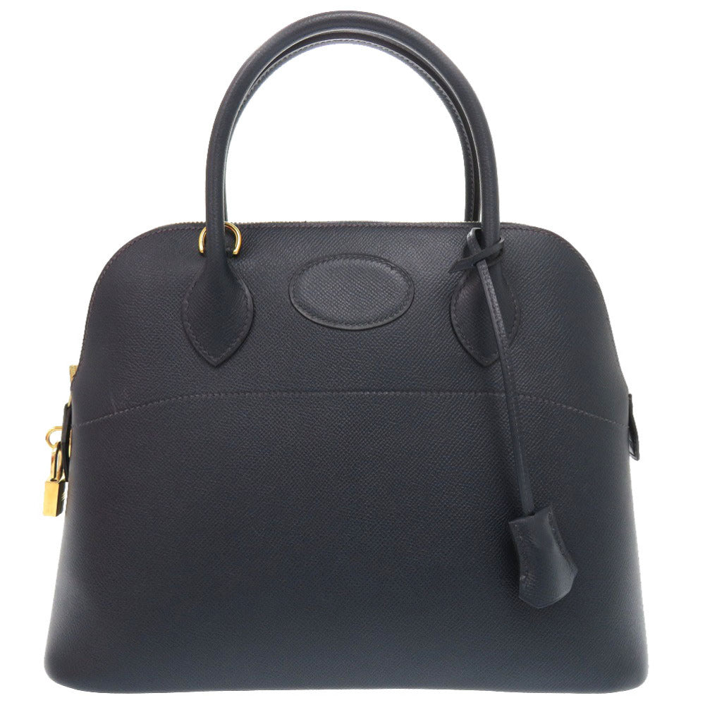 美品 エルメス ボリード31 クシュベル ネイビー ゴールド金具 □F刻印 ハンドバッグ 紺 0402 【中古】 HERMES