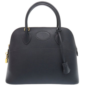 美品 エルメス ボリード31 クシュベル ネイビー ゴールド金具 □F刻印 ハンドバッグ 紺 0402 【中古】 HERMES