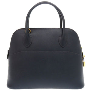 美品 エルメス ボリード31 クシュベル ネイビー ゴールド金具 □F刻印 ハンドバッグ 紺 0402 【中古】 HERMES