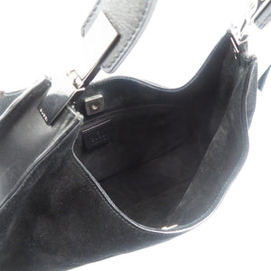 美品 グッチ 001-3767 002058 スウェード シルバー金具 ブラック ワンショルダーバッグ 0404【中古】GUCCI