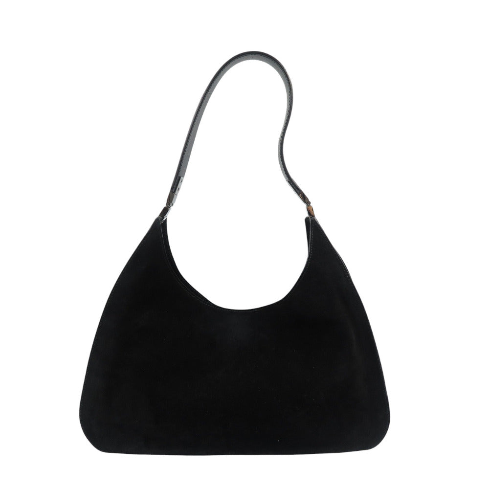 美品 グッチ 001-3767 002058 スウェード シルバー金具 ブラック ワンショルダーバッグ 0404【中古】GUCCI