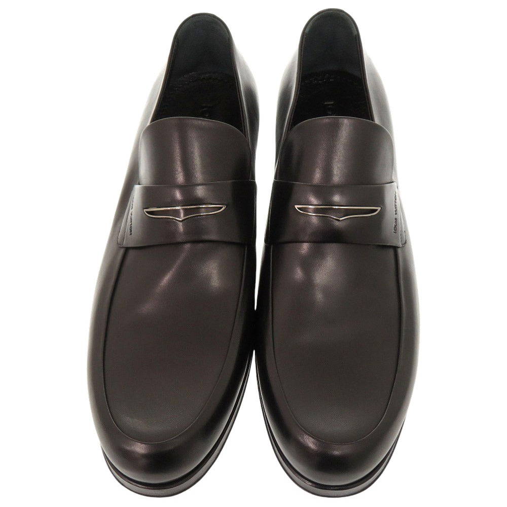 未使用品 ルイ ヴィトン サイズ9 レザー ブラック ローファー 黒 LV 0406【中古】LOUIS VUITTON メンズ