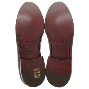 未使用品 ルイ ヴィトン サイズ9 レザー ブラック ローファー 黒 LV 0406【中古】LOUIS VUITTON メンズ