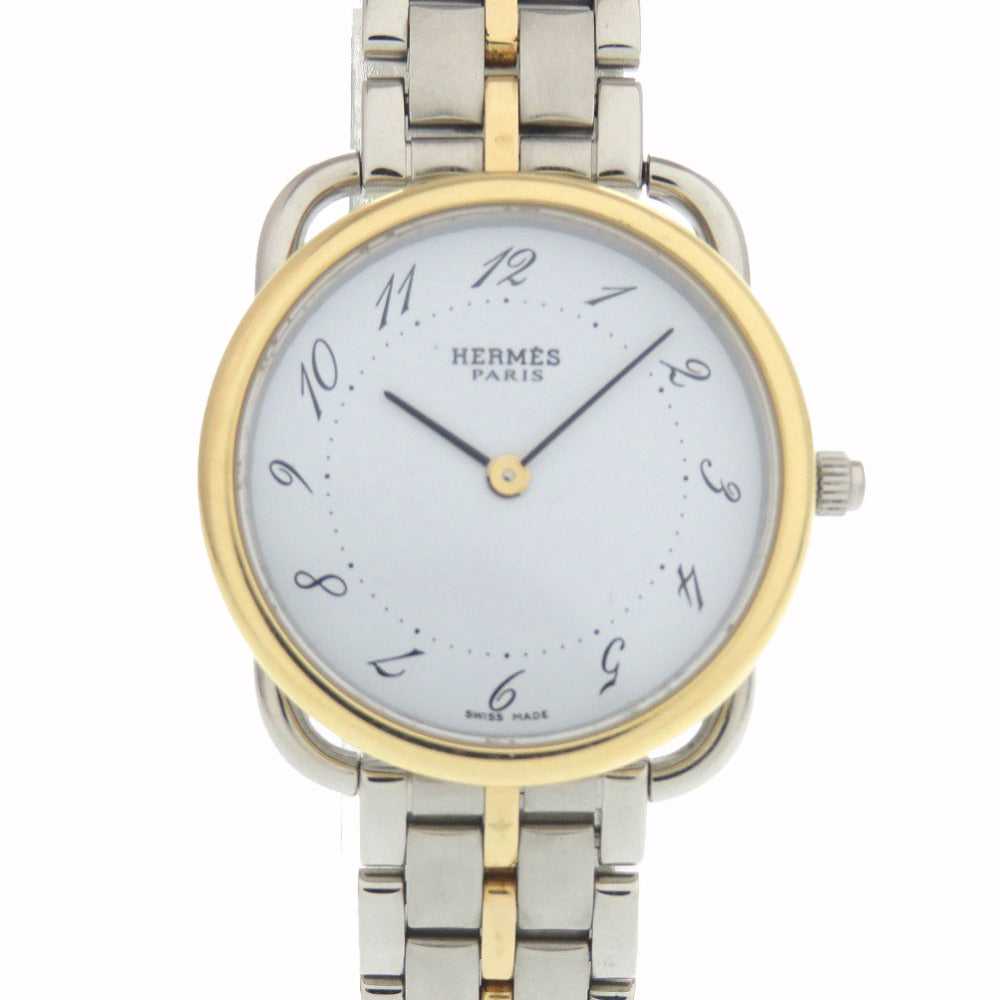 美品 エルメス アルソー AR4.220 ホワイト SS クオーツ 腕時計 0414【中古】HERMES