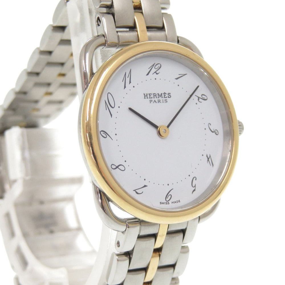 美品 エルメス アルソー AR4.220 ホワイト SS クオーツ 腕時計 0414【中古】HERMES