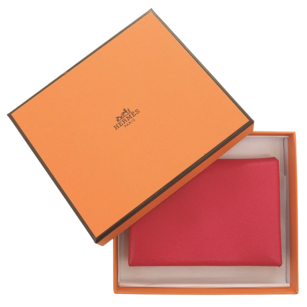 新品同様 エルメス カルヴィデュオ シェーブルシャムキラ ローズエクストリーム シルバー金具 U刻印(2022年製) コインケース 財布 赤 0415【中古】HERMES