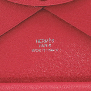 新品同様 エルメス カルヴィデュオ シェーブルシャムキラ ローズエクストリーム シルバー金具 U刻印(2022年製) コインケース 財布 赤 0415【中古】HERMES