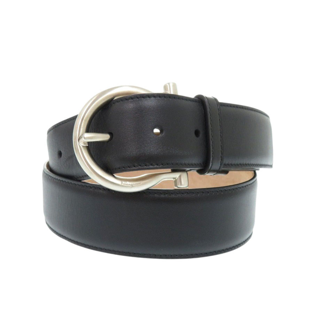 美品 サルヴァトーレフェラガモ ガンチーニ バックル レザー ブラック ベルト 黒 0416【中古】Salvatore Ferragamo
