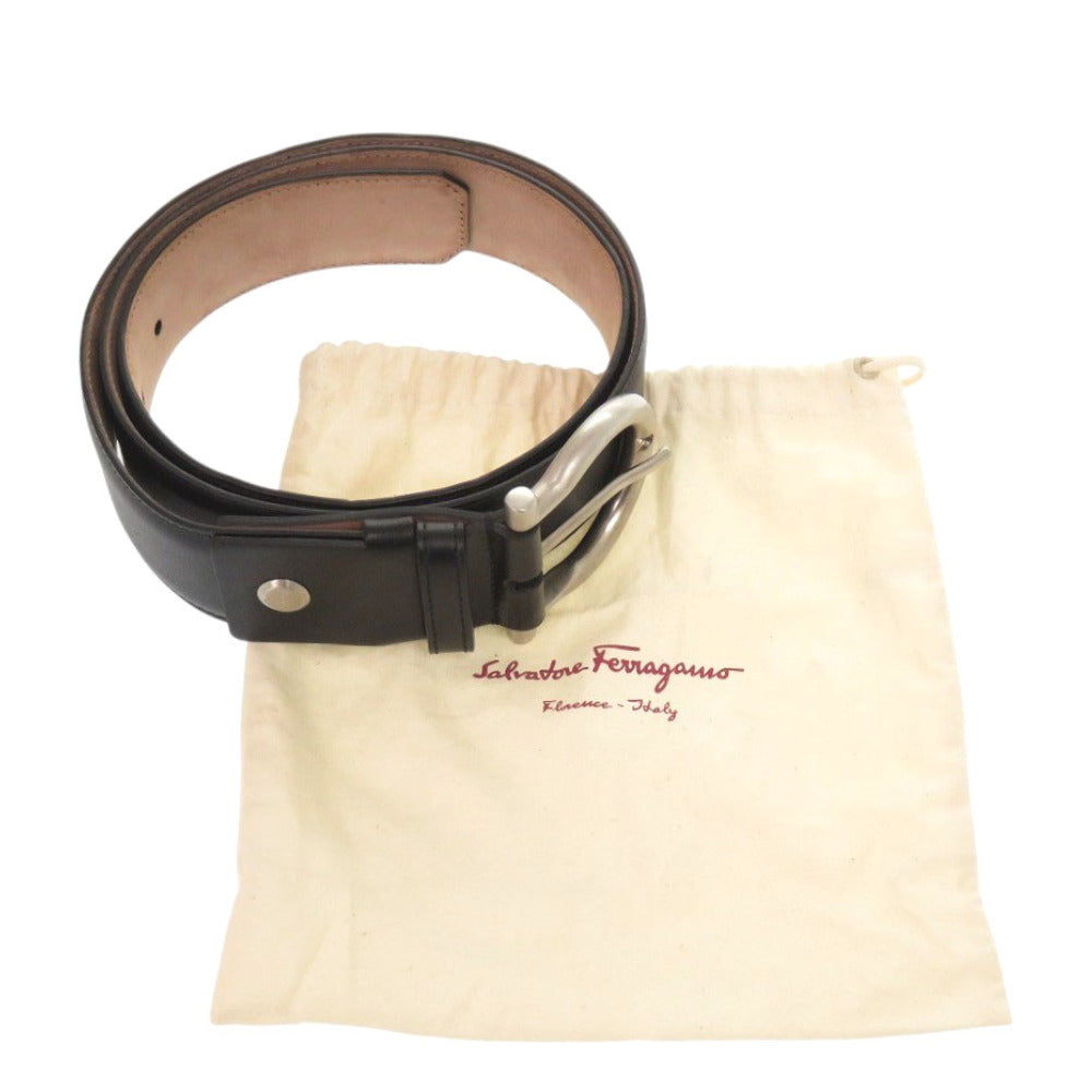 美品 サルヴァトーレフェラガモ ガンチーニ バックル レザー ブラック ベルト 黒 0416【中古】Salvatore Ferragamo